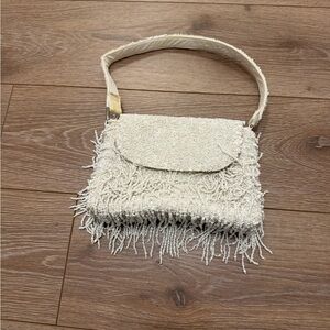 Zara - Beaded and Embellished Cream Handbag